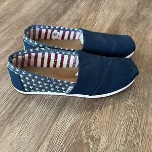 TOMS Alpargata Americana Espadrille Shoes Size‎ 7 Women's Flag Print